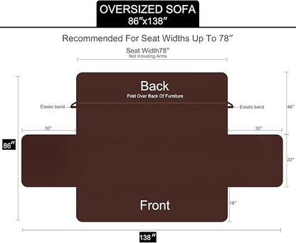 U-NICE HOME Large Sofa Cover Reversible Couch Cover for Dogs with Elastic Straps Water Resistant Furniture Protector for Pets Couch Cover for 4 Cushion Couch (Oversized Sofa, Greyish Green/Taupe)
