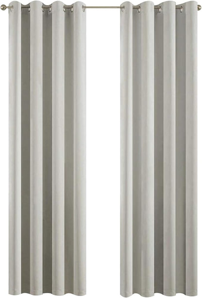 Yakamok Light Beige Curtains for Bedroom,Thermal Insulated Room Darkening Drapes for Living Room(38Wx90L, Light Beige, 2 Panels)