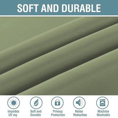 H.VERSAILTEX Blackout Curtain for Living Room Small Window Kitchen Blackout Curtains 45 inch Length Energy Saving Solid Grommet Blackout Drape, One Panel, Sage, 52" W x 45" L