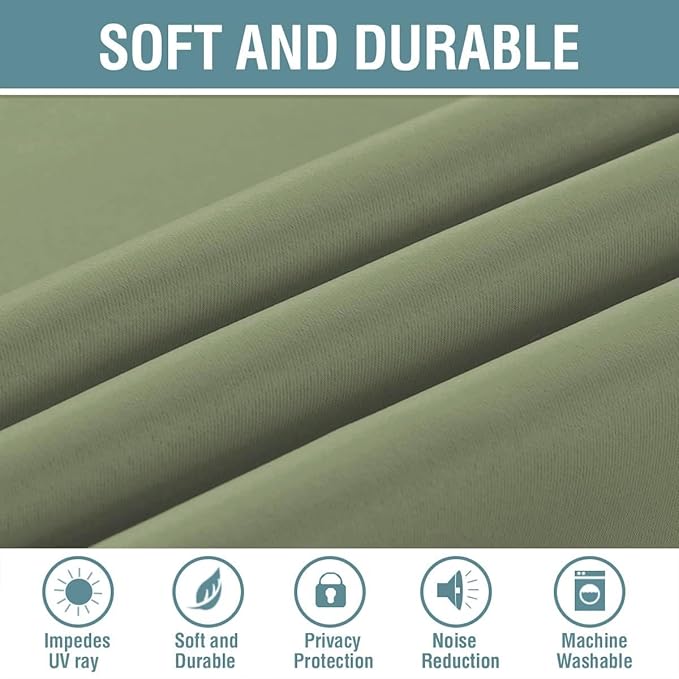 H.VERSAILTEX Blackout Curtain for Living Room Thermal Insulated Window Treatment Curtain Extra Long 84 inch Length Energy Saving Solid Grommet Top Blackout Drape, One Panel, Sage, 52" W x 84" L