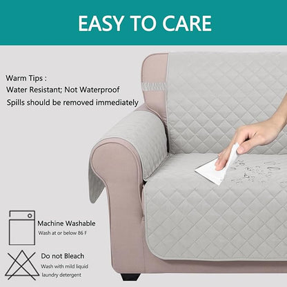 U-NICE HOME 4 Seater Sofa Cover 91 Inch Large Couch Covers for 4 Cushion Couch with Elastic Straps Water Resistant Furniture Protector Cover for Pets Cat (Sofa XX-Large, Light Grey/Light Grey)