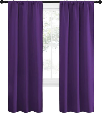 NICETOWN Blackout Curtains for Living Curtains, Triple Weave Home Decoration Thermal Insulated Solid Blackout Curtains & Drapes for Nursery (Set of 2, 34-inch x 72-inch, Royal Purple)