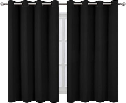 LEMOMO Black Thermal Blackout Curtains/52 x 54 Inch/Set of 2 Panels Room Darkening Curtains for Bedroom