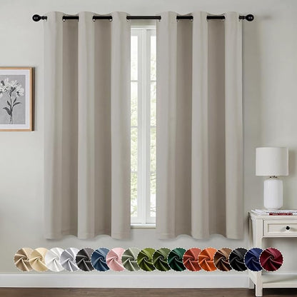 MIULEE Natural Blackout Curtains - Bedroom Window Treatment Curtains Thermal Insulated Room Darkening Drapes for Living Room Kitchen Grommet Light Blocking Drapery, 40 x 54 Inches Long, 2 Panels