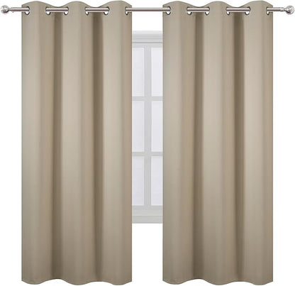 LEMOMO Beige Thermal Blackout Curtains/42 x 72 Inch/Set of 2 Panels Room Darkening Curtains for Bedroom