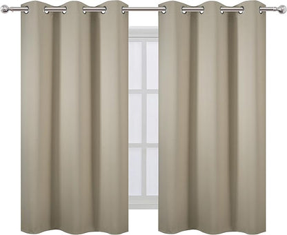 LEMOMO Beige Thermal Blackout Curtains/38 x 54 Inch/Set of 2 Panels Room Darkening Curtains for Bedroom