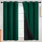 SimpleHome 100% Blackout Curtains for Bedroom,Thermal Insulated Grommet Window Drapes Room Darkening Dark Green Curtains for Living Room with Black Back,42 x 63 Inch,2 Panels