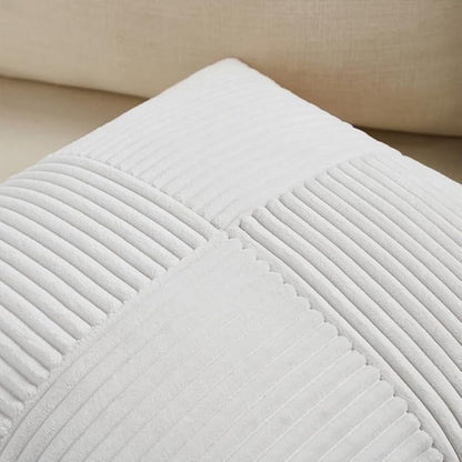 Fancy Homi 2 Packs White Samll Decorative Throw Pillow Covers 12x12 Inch with for Couch Bed Sofa, Rustic Farmhouse Boho Home Decor, Soft Corss Patchwork Corduroy Square Cushion Case 30x30 cm