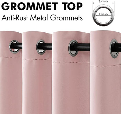 MIULEE 90" Long Room Darkening Curtains Thermal Insulated Drapes Solid Window Treatment Set Grommet Top Light Blocking Blackout Curtain for Living Room/Bedroom 2 Panels Baby Pink