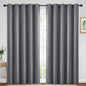 Yakamok Blackout Curtains Room Darkening Thermal Insulated Window Panels,Solid Grommet Top Drapes for Bedroom/Living Room(70Wx84L, Grey, 2 Panels)