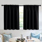 RYB HOME Short Blackout Curtains for Small Window, Sunmmer Heat Light Blocking Privacy Protection Curtains for Sunroom Laundry Room Stair Window, Width 52 by Length 36, Black, Set of 2
