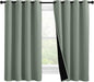 NICETOWN 100% Blackout Curtains 57 inches Long, Double-Deck Completely Blackout Window Treatment Thermal Insulated Lined Drapes for Small Window (Greyish Green, 1 Pair, 55 inches Width Each Panel)