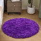 Goolela Purple Fluffy Circle Rug 3ft Faux Fur Rug for Bedroom Dorm Playroom Fuzzy Furry Small Plush Room Décor Washable