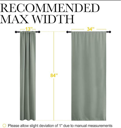 NICETOWN Window Curtains Blackout Drapes - Thermal Insulated Solid Rod Pocket Blackout Curtains/Draperies for Living Room (Sage Green, One Pair, 34 by 84-Inch)