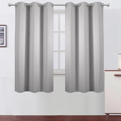 LEMOMO Light Grey Blackout Curtains 42 x 54 Inch Length Set of 2 Panels Grommet Bedroom Curtains for Living Room