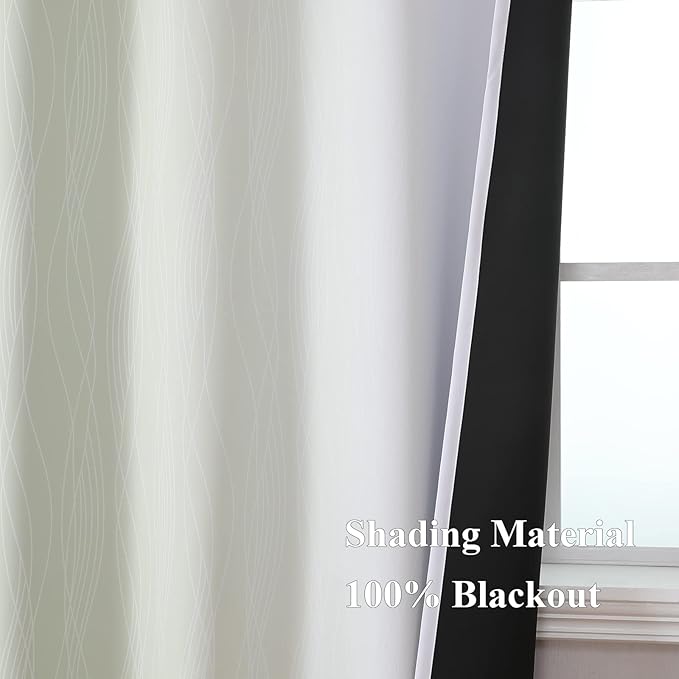Estelar Textiler Sage and Greyish White Ombre Blackout Curtains 72 Inches Length for Bedroom, Thermal Insulated Light Blocking Grommet Gradient Blackout Drapes for Living Room, 42Wx72L, 2 Panels