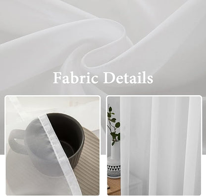 MIULEE White Window Sheer Curtains for Bedroom Living Room Solid Elegant Net Drapes 2 Panels Width 38 x Length 72 Inches