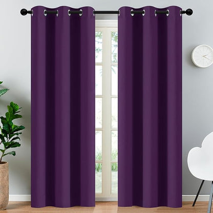 Yakamok Blackout Curtains for Bedroom,Thermal Insulated Blackout Grommet Top Drapes for Living Room,Purple,38x84 Inch, 1 Panel