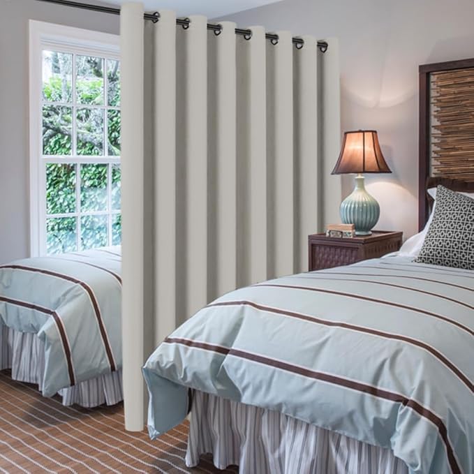 H.VERSAILTEX Blackout Patio Curtains 100 x 108 Inches for Sliding Door Extral Wide Blackout Curtain Panels Thermal Insulated Room Divider - Grommet Top, 9' Tall by 8.5' Wide - Pale Oak