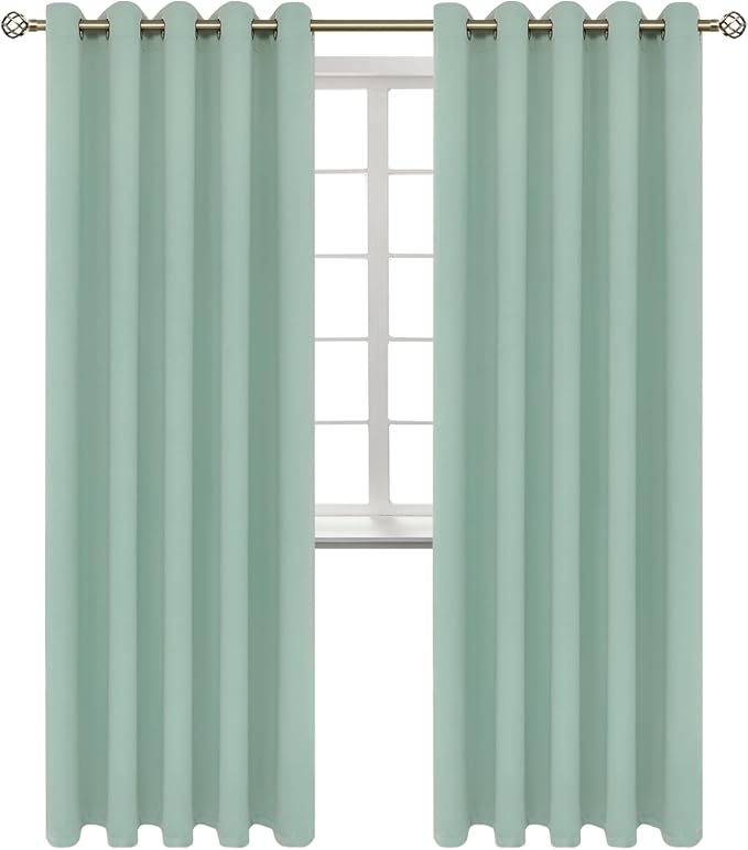BGment Blackout Curtains - Grommet Thermal Insulated Room Darkening Bedroom and Living Room Curtains, Set of 2 Panels (70 x 84 Inch, Frosty Green)