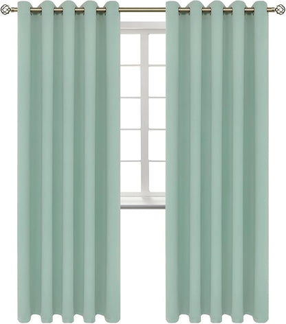 BGment Blackout Curtains - Grommet Thermal Insulated Room Darkening Bedroom and Living Room Curtains, Set of 2 Panels (70 x 84 Inch, Frosty Green)