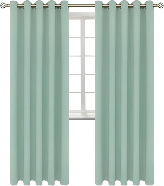 BGment Blackout Curtains - Grommet Thermal Insulated Room Darkening Bedroom and Living Room Curtains, Set of 2 Panels (70 x 84 Inch, Frosty Green)