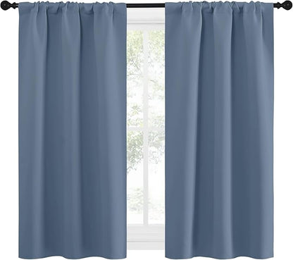 NICETOWN RV Blackout Curtains for Camper Windows, Short Blackout Curtains & Drapes, Thermal Insulated Blackout Curtain Panels for Kids Room, Play Room (Stone Blue, 29" Wide by 50" Long, 2 PCs)