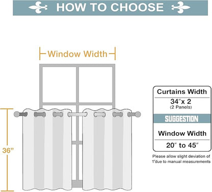 ChrisDowa Small Window Curtains for Kitchen and Bedroom - Grommet Short Thermal Insulated Room Darkening Curtains (2 Panels, Beige, 34 x 36 Inch)