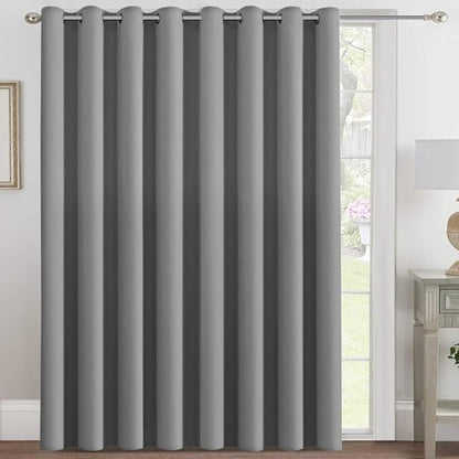 H.VERSAILTEX Blackout Patio Curtains 100 x 108 Inches for Sliding Door Extral Wide Blackout Curtain Panels Thermal Insulated Room Divider - Grommet Top, 9' Tall by 8.5' Wide - Dove Grey