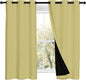 NICETOWN Paler Yellow 100% Blackout Curtains 2 Panels with Black Liners, Thermal Insulated Full Blackout 2-Layer Lined Drapes, Noise Cancellation Window Draperies for Dining Room (42" W by 54" L)
