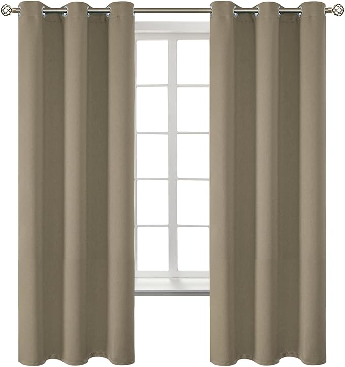 BGment Room Darkening Curtains 63 Inches Long - Grommet Thermal Insulated Drapes Window Treatment Curtains for Bedroom, 2 Panels, 42 x 63 Inch, Cocoa