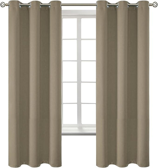 BGment Room Darkening Curtains 63 Inches Long - Grommet Thermal Insulated Drapes Window Treatment Curtains for Bedroom, 2 Panels, 38 x 63 Inch, Cocoa