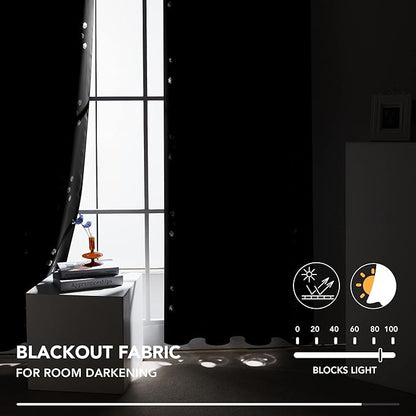 Deconovo Designer Series Silvery Cubic Printed Blackout Curtains for Bedroom Living Room Sliding Door, Thermal Insulated Soundproof Window Drapes, Black, 52W x 95L Inch, 2 Panels