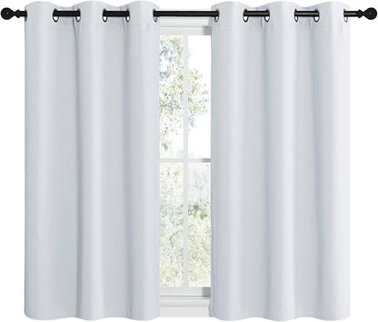 NICETOWN Room Darkening Draperies Curtains Panels, Window Treatment Thermal Insulated Grommet Room Darkening Curtains/Drapes for Bedroom (Greyish White, 2 Panels, W42" X L40")
