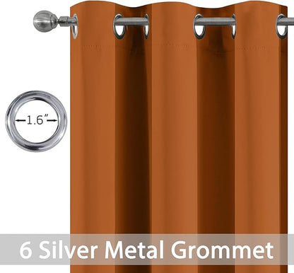 Yakamok Blackout Curtains for Bedroom,Thermal Insulated Blackout Grommet Top Drapes for Living Room, Burnt Orange,38x84 Inch, 2 Panels