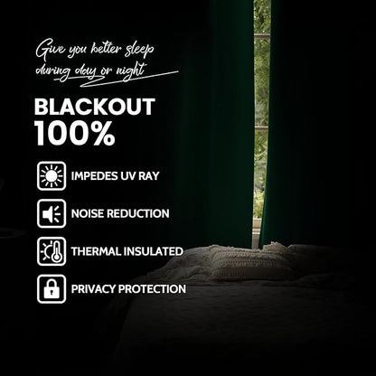 Yakamok 100% Blackout Curtains Dark Green Room Darkening Thermal Insulated with 2 Thick Layers-Hunter Green Window Drapes Set of 2 Panels for Bedroom Living Room 52 Inches by 96 Inches Length