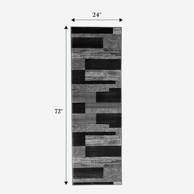 LIANLAM 2x6 Washable Runner Rug for Hallway&Kitchen,Non-Slip Long Carpet with Vintage Checkered Design,Ultra-Thin Low Pile,Stain Resistant Easy Clean Floor Mat for High Traffic Areas(2x6,Gray)