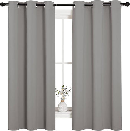 NICETOWN Blackout Curtains 63 inches Long, Thermal Insulated Solid Grommet Top Blackout Curtains/Drapes for Office (Sand Color, 1 Pair, 42 x 63 inches)