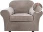 H.VERSAILTEX Rich Stretch 2 Piece Chair Cover Chair Slipcover Sofa Cover Furniture Protector Couch Soft with Elastic Bottom Chair Couch Cover with Arms Width Up to 49 Inch(Chair, Taupe)