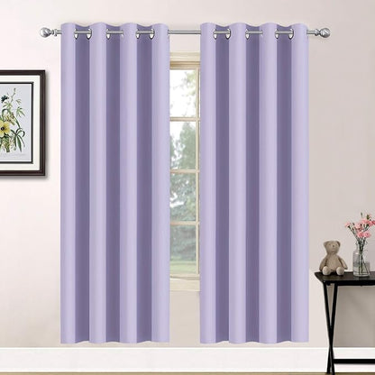 Yakamok Room Darkening Grommet Window Drapes Thermal Insulated Light Blocking Blackout Curtains for Bedroom(52Wx72L,Lilac,2 Panels)