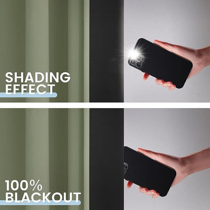 SimpleHome 100% Blackout Curtains for Bedroom,Thermal Insulated Light Sage Grommet Window Drapes Room Darkening Curtains for Living Room with Black Back,52 x 63 Inch,2 Panels