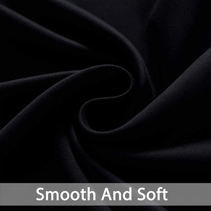 Yakamok Blackout Curtains Room Darkening Thermal Insulated Window Panels,Solid Grommet Top Drapes for Bedroom/Living Room(52Wx90L, Black, 2 Panels)