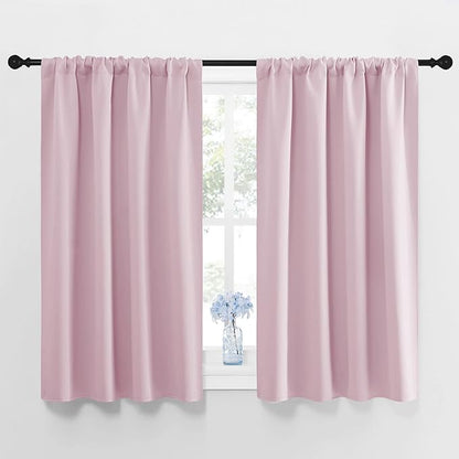 NICETOWN Blackout Curtains for Girls Room - Nursery Essential Thermal Insulated Solid Rod Pocket Top Blackout Drapes (Lavender Pink=Light Pink, 1 Pair, 42 x 45 Inch)