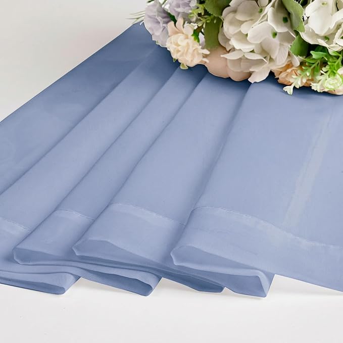 Chyhomenyc Sheer Curtains 72 Inch Length 2 Panels - Light Filtering Soft Airy Rod Pocket Voile Window Curtain Drapes for French Door Bedroom Living Room, 42Wx72L Inch, Denim Blue