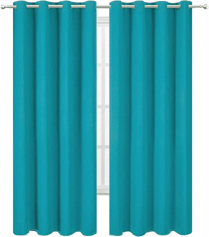 LEMOMO Blackout Curtains 52 x 90 Inch Long Teal Curtains Set of 2 Panels Room Darkening Curtains for Bedroom and Living Room