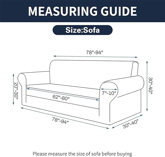 Cupuamon 2026 New Stretch Sofa Slipcovers Couch Cover for 3 Cushion Furniture Protector Sofa Covers with Elastic Bottom Jacquard Fabric Small Checks for Pets, Kids -Sofa, Grey