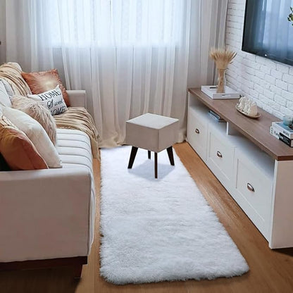 ONASAR White Runner Rugs for Bedroom Living Room, Luxury Bedside Fluffy Area Rug 2x6 Feet, Ultra Soft Plush Faux Fur Floor Throw Carpet for Hallway Nursery Kids Dorm Home Decor Aesthetic