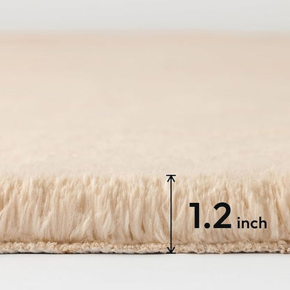 Ashler Faux Fur Rug, Ultra Soft Faux Rabbit Fur, Beige Area Rugs, 6 x 9 Feet Rectangle, Machine Washable Nursery Decor Throw Rugs for Bedroom, Kids Room, Living Room