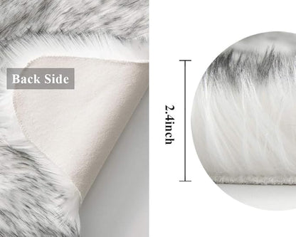 MIULEE Fluffy Rug Soft Shaggy Faux Fur Area Rug Luxury Plush Sheepskin Carpet for Bedroom Living Room Sofa Chair 2 x 3 Feet, Gradient Grey