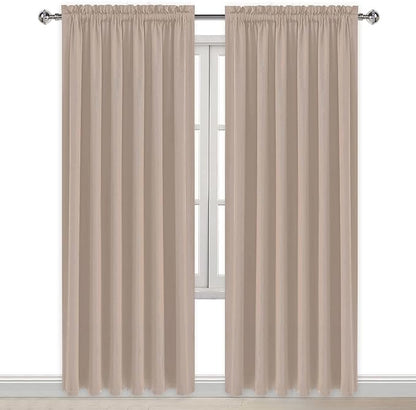 DWCN Blackout Curtains for Living Room Thermal Insulated, Energy Saving & Noise Reducing Bedroom Curtains, Camel, W 70x L 84 Inch, Set of 2 Rod Pocket Curtain Panels